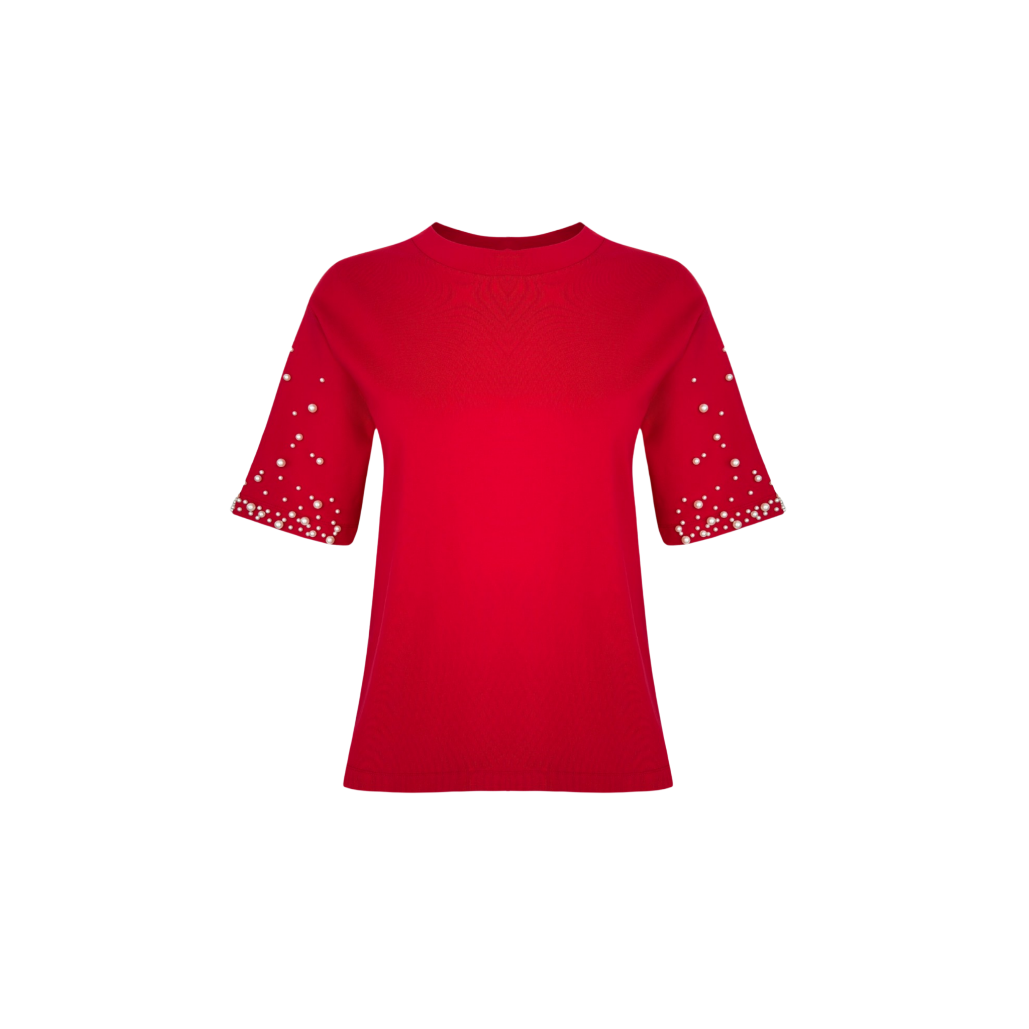 KOLLARI İNCİ DETAYLI RAYON BLUZ KIRMIZI