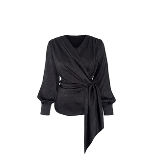 CRUSH DETAY KRUVAZE BLUZ SİYAH