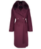 ÇIKARILABİLİR KÜRK DETAYLI CASHMERE KARIŞIMLI KABAN BORDO