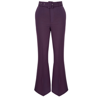 YANLARDAN YIRTMAÇLI FLARE PANTOLON MOR