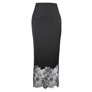 DANTEL DETAYLI BELİ LASTİKLİ SATEN ETEK