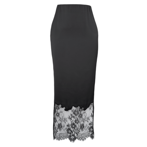 DANTEL DETAYLI BELİ LASTİKLİ SATEN ETEK