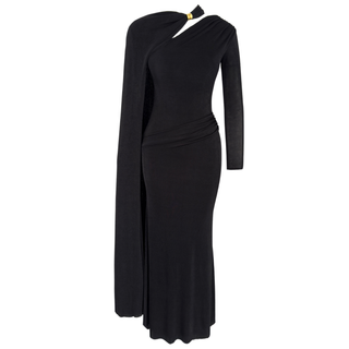 OMZU PELERİN DETAY DÖKÜMLÜ ELBİSE SİYAH