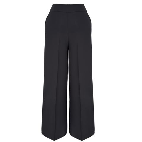 BELİ LASTİKLİ GENİŞ PAÇA PANTOLON SİYAH