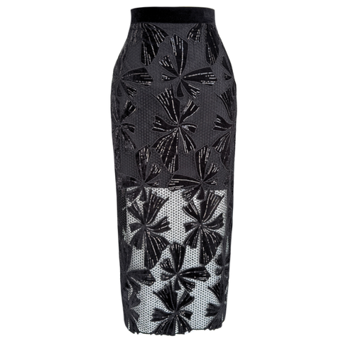 PAYET İŞLEMELİ DANTEL KALEM ETEK