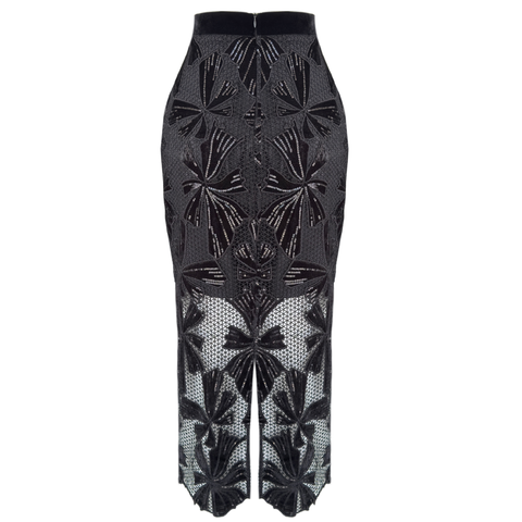 PAYET İŞLEMELİ DANTEL KALEM ETEK