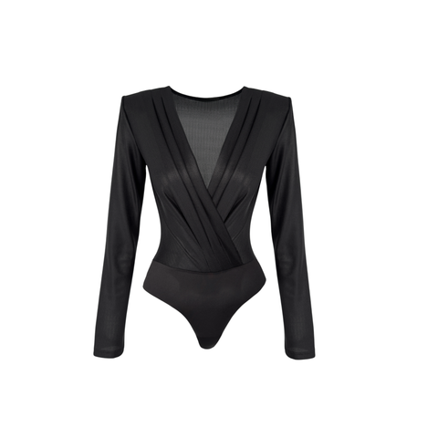 KRUVAZE MODEL PARLAK BODYSUIT SİYAH