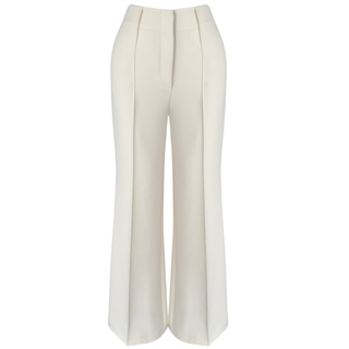 ÖNDEN DİKİŞ DETAYLI GENİŞ PAÇA PANTOLON EKRU