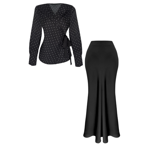 KRUVAZE MODEL PUANTİYELİ PAMUK SATEN TAKIM SİYAH