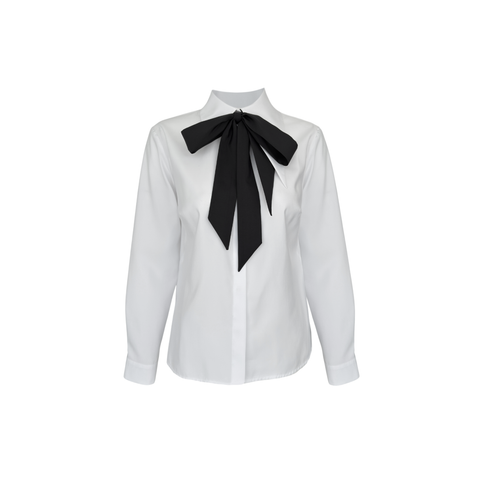 KONTRAST FULAR DETAYLI TASARIM GÖMLEK BEYAZ