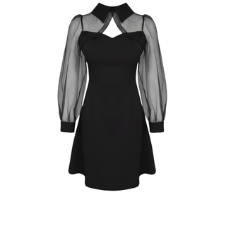 TRANSPARAN DETAY ELBİSE SİYAH