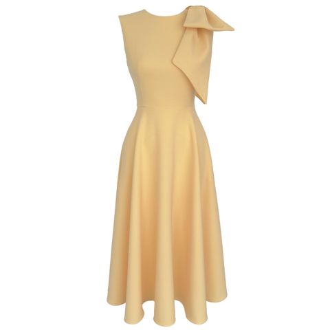 OMZU FİYONK DETAY KLOŞ ELBİSE SARI