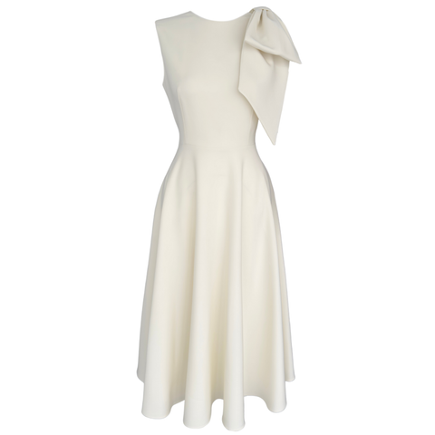 OMZU FİYONK DETAY KLOŞ ELBİSE EKRU