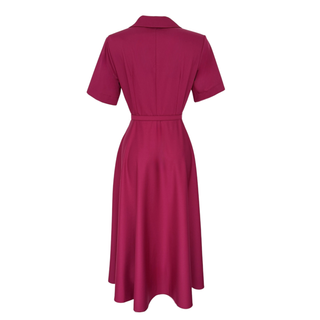 BELT DETAILED ZIPPERED COLLAR DRESS CLARET RED