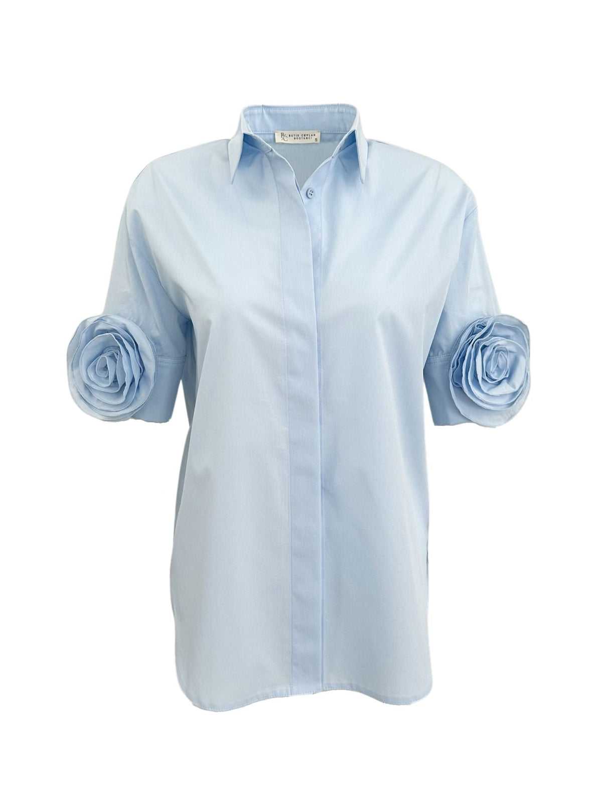 ROSE COTTON GÜL DETAY GÖMLEK MAVİ