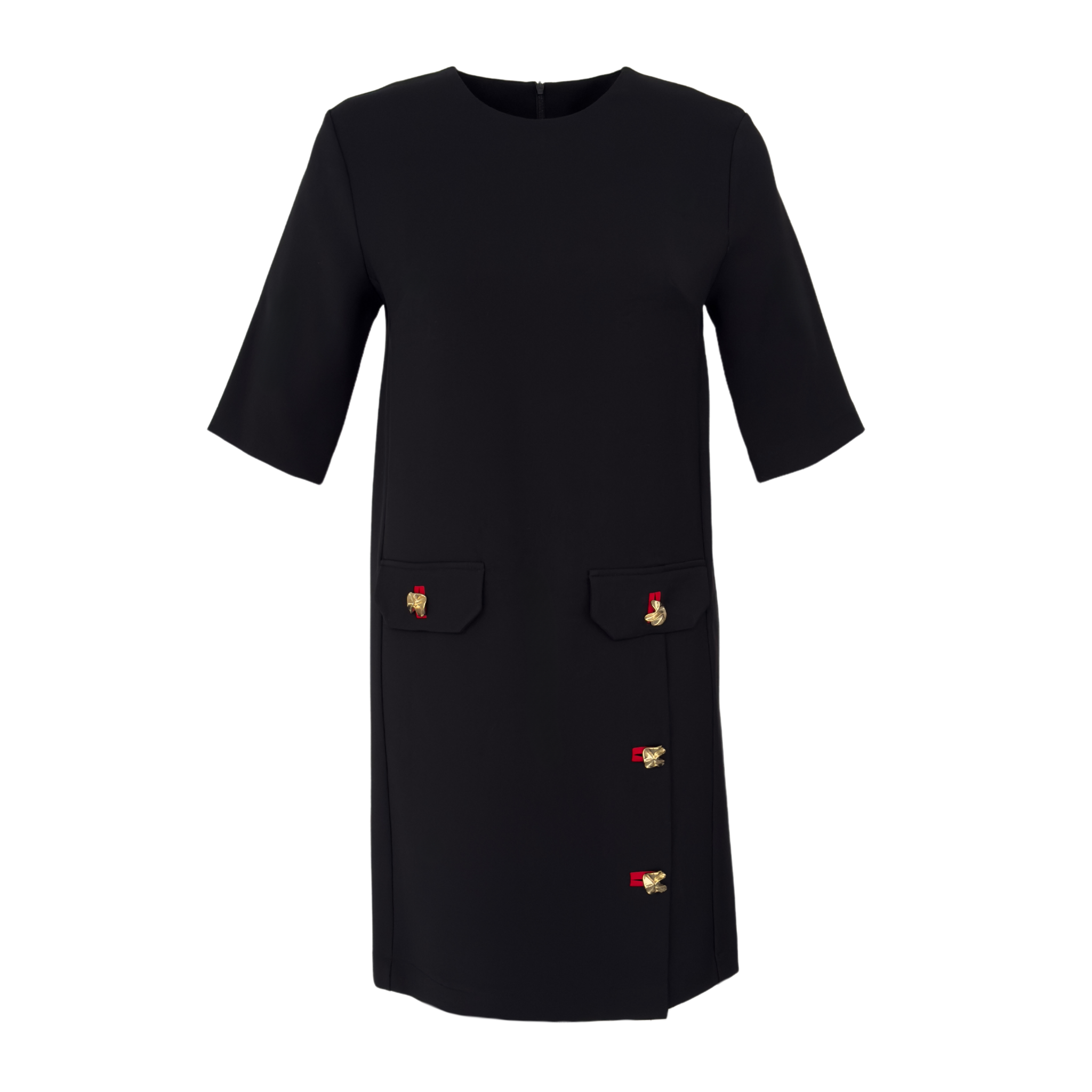 GOLD BUTTON DETAILED DRESS