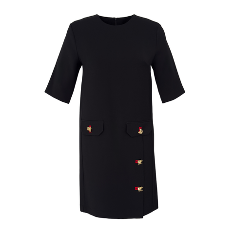 GOLD BUTTON DETAILED DRESS