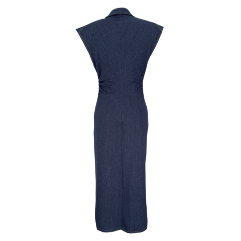 LYCRA JEAN MAXI DRESS WITH DRAPED SIDES