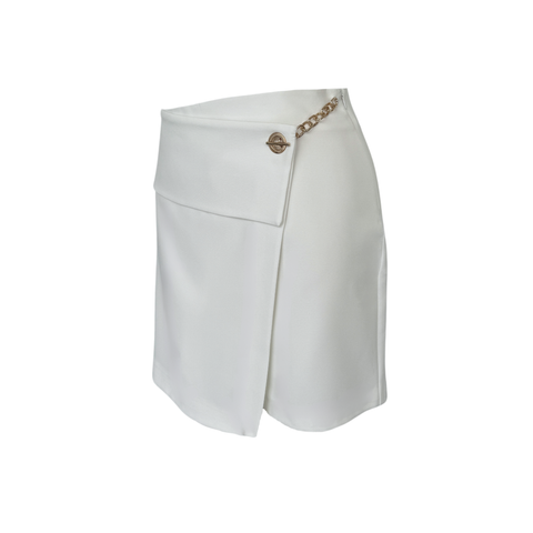 LUNA BELİ AKSESUARLI ŞORT ETEK BEYAZ