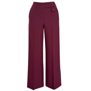 DÜĞME DETAY WİDE LEG PANTOLON BORDO