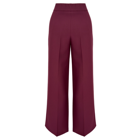 DÜĞME DETAY WİDE LEG PANTOLON BORDO