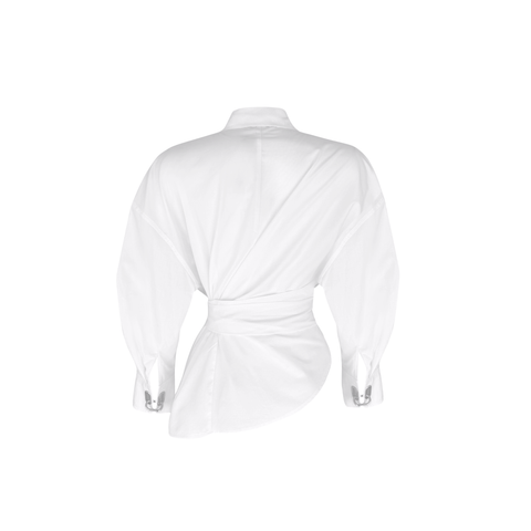 BELDEN BAĞLAMA DETAY COTTON GÖMLEK BEYAZ