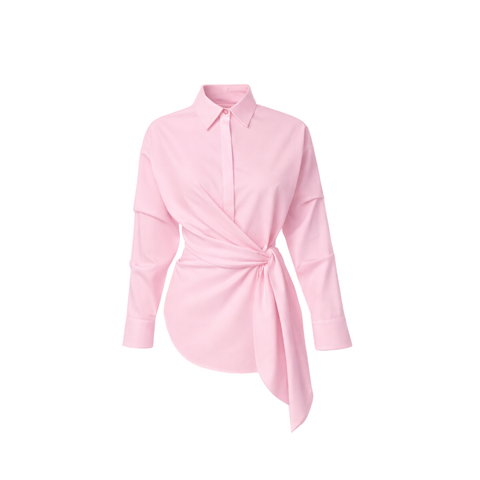 SOFT DOKU BELİ BAĞLAMALI GÖMLEK PEMBE