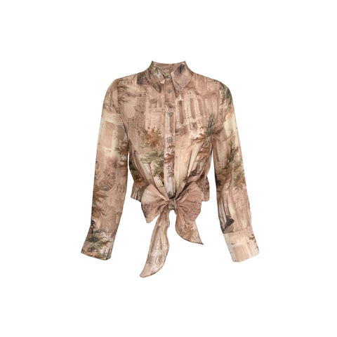 BELİ BAĞLAMA DETAY TENCEL GÖMLEK