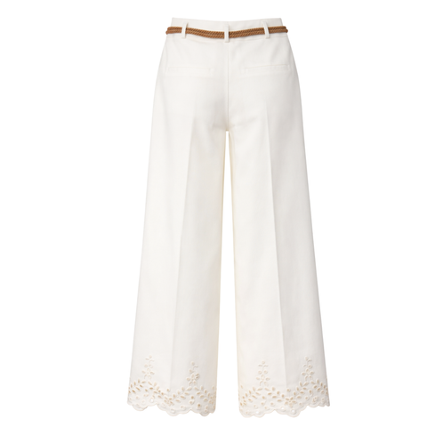 KEMERLİ PAÇASI NAKIŞ DETAY COTTON PANTOLON EKRU