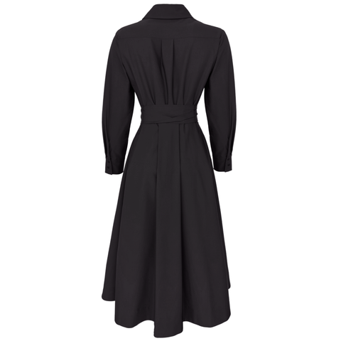 BELİ KUŞAK DETAY GÖMLEK ELBİSE SİYAH