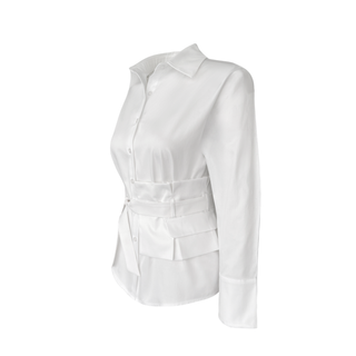 RUTH BELİ KUŞAKLI COTTON GÖMLEK EKRU