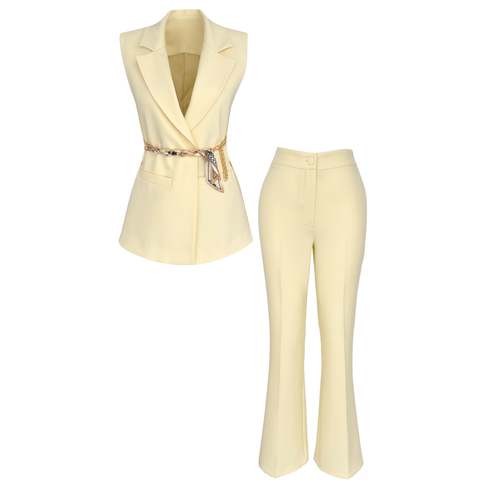 BELİ ZİNCİR AKSESUARLI TAKIM SARI