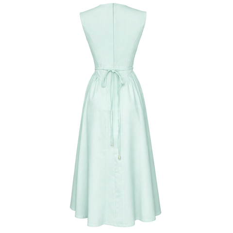 BEL VURGULU COTTON ELBİSE MİNT