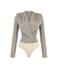 LUNA KRUVAZE YAKA PIRILTILI BODYSUIT BEJ