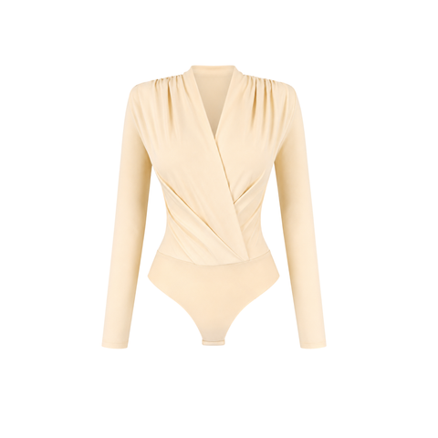 LUNA KRUVAZE YAKA  BODYSUIT KREM