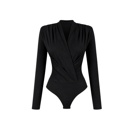 LUNA KRUVAZE YAKA  BODYSUIT SİYAH