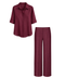 %100 KETEN BLUZ VE PANTOLON TAKIM BORDO