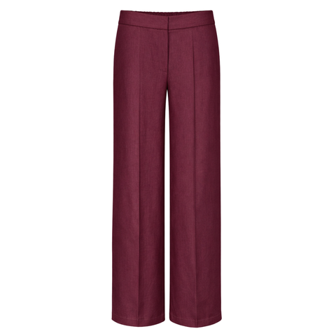 %100 KETEN BLUZ VE PANTOLON TAKIM BORDO