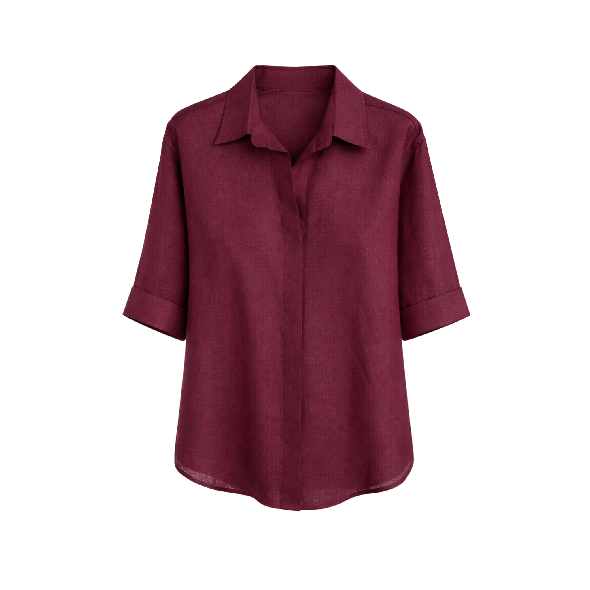 %100 KETEN BLUZ VE PANTOLON TAKIM BORDO
