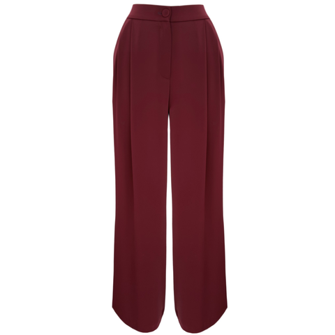 GENİŞ PAÇA PİLE DETAY DÖKÜMLÜ PANTOLON BORDO