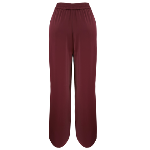 GENİŞ PAÇA PİLE DETAY DÖKÜMLÜ PANTOLON BORDO