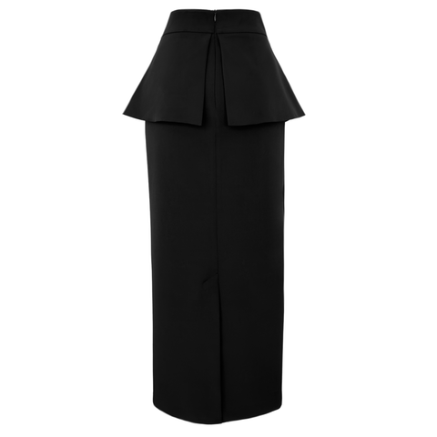 BEL DETAY GOLD DÜĞMELİ MAKSİ BOY KALEM ETEK SİYAH