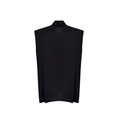 KEMER DETAY OMUZLARI VATKALI GÖMLEK SİYAH