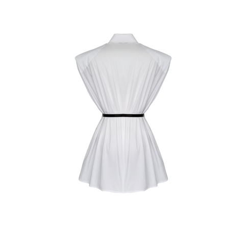 KEMER DETAY OMUZLARI VATKALI GÖMLEK BEYAZ