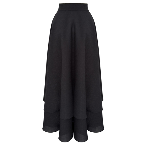 ÇİFT KAT HAFİF PARLAK KLOŞ MODEL ETEK SİYAH