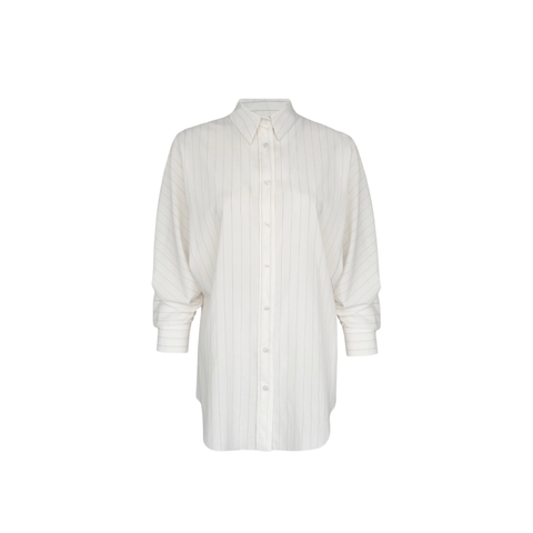 ÇİZGİ DETAY OVERSİZE GÖMLEK EKRU