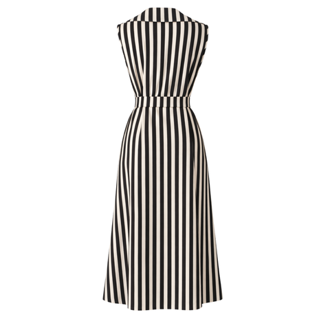 ÇİZGİLİ CEKET YAKA KRUVAZE MODEL ELBİSE