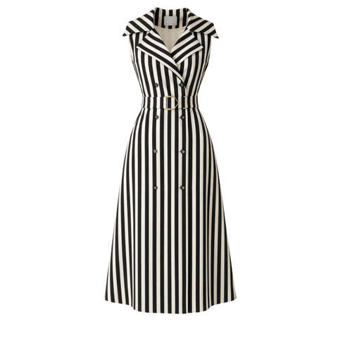 ÇİZGİLİ CEKET YAKA KRUVAZE MODEL ELBİSE