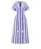 BELE OTURAN ÇİZGİLİ COTTON ELBİSE MAVİ