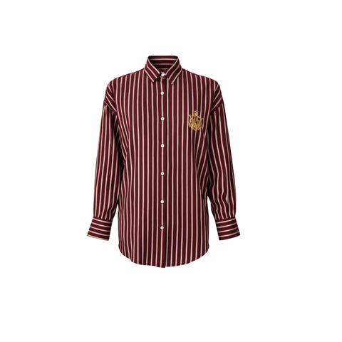 NAKIŞ DETAY ÇİZGİLİ OVERSİZE MODAL GÖMLEK BORDO